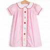 Alphabet Apples Embroidered Dress, Pink