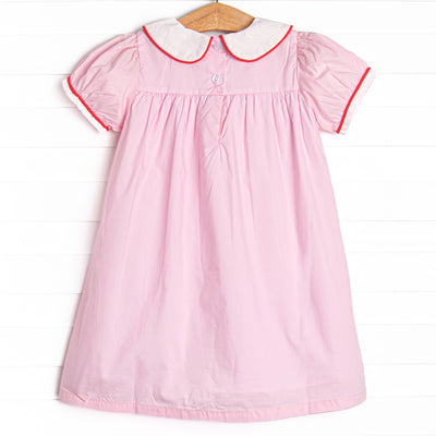 Alphabet Apples Embroidered Dress, Pink