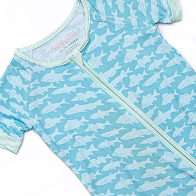 Lake Day Bamboo Short Zippy Pajama, Blue