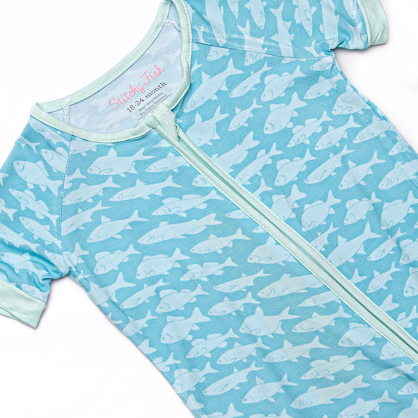 Lake Day Bamboo Short Zippy Pajama, Blue