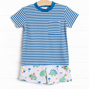 Summer Saurus Short Set, Blue