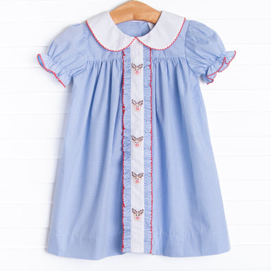 Red Nose Embroidered Dress, Blue