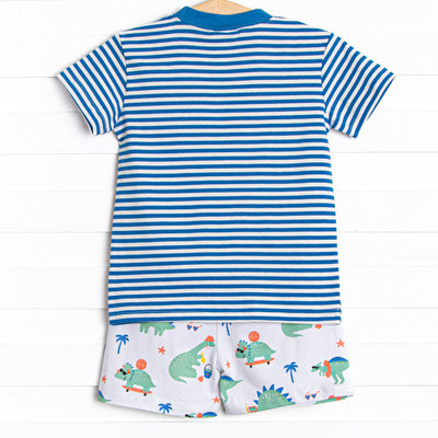Summer Saurus Short Set, Blue