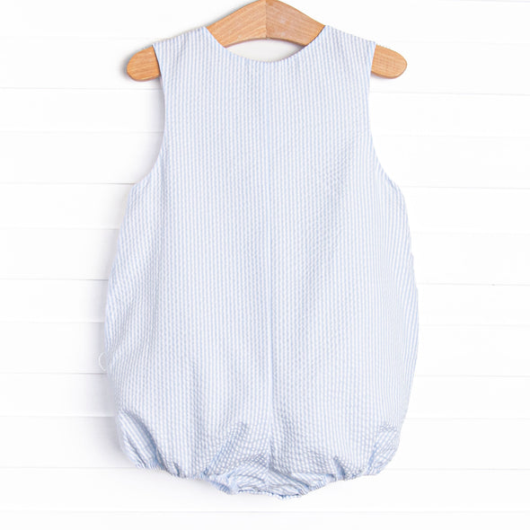 Derby Dash Smocked Bubble, Blue Seersucker
