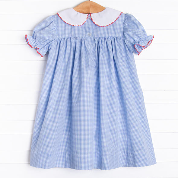 Red Nose Embroidered Dress, Blue