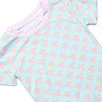 Turquoise Turtles Bamboo Pajama Short Sleeve Set, Green