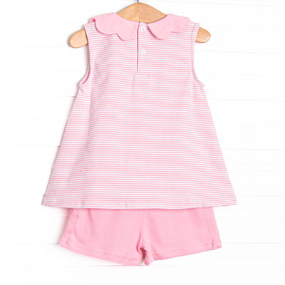 Tyrannosaurus Trio Applique Short Set, Pink