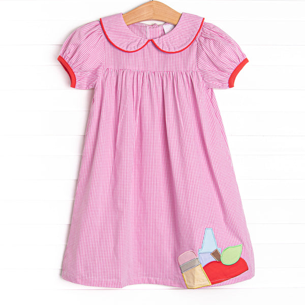 Making the Grade Applique Dress, Pink