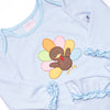 Shake Your Tail Feathers Applique Romper, Light Blue