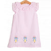 Pencil Me In Applique Dress, Pink Seersucker