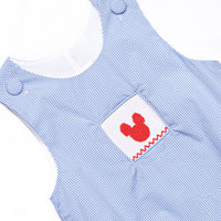 Gingham Mouse Magic Smocked Boy Bubble, Blue