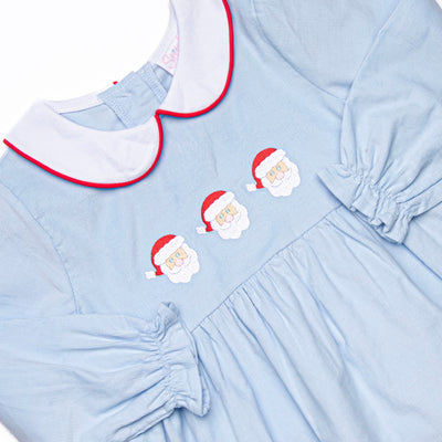 Santa Claus Craze Embroidered Legging Set, Blue