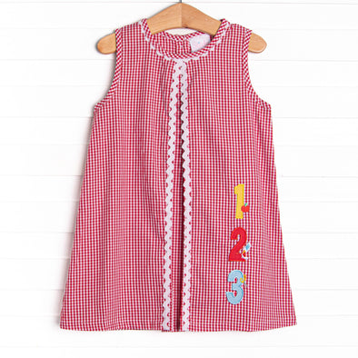 Pre-K Prep Applique Dress, Red Gingham