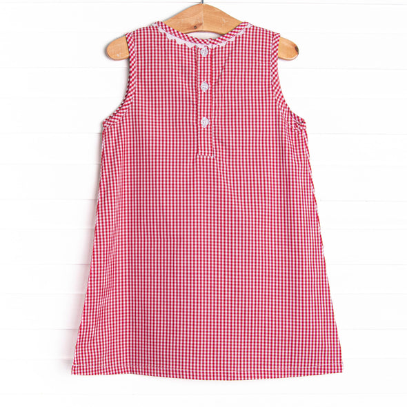 Pre-K Prep Applique Dress, Red Gingham