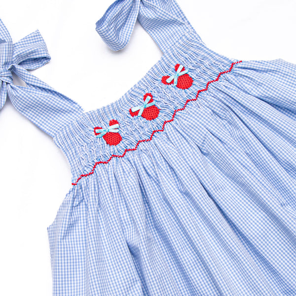 Gingham Mouse Magic Smocked Dress, Blue
