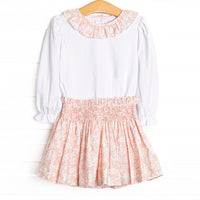 Crisp Autumn Air Smocked Skirt Set, Pink