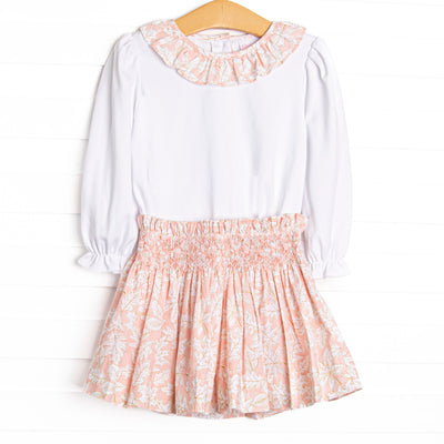 Crisp Autumn Air Smocked Skirt Set, Pink