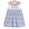 Apple Blossoms Applique Dress, Blue