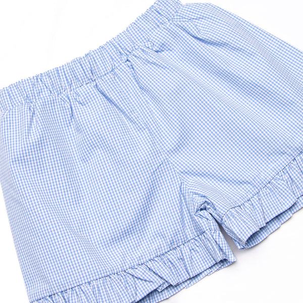 Gingham Mouse Magic Smocked Ruffle Short Set, Blue
