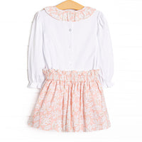 Crisp Autumn Air Smocked Skirt Set, Pink