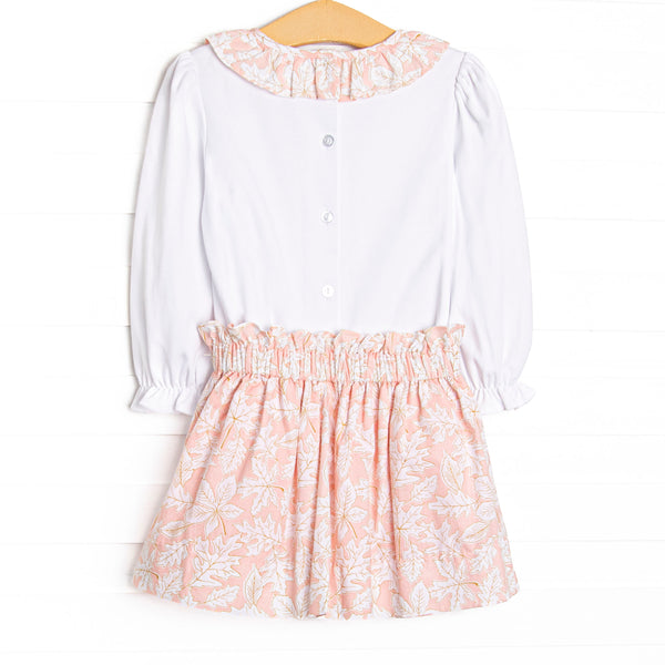 Crisp Autumn Air Smocked Skirt Set, Pink