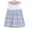 Apple Blossoms Applique Dress, Blue