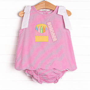 Color Box Cutie Applique Diaper Set, Pink