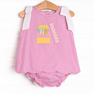 Color Box Cutie Applique Diaper Set, Pink