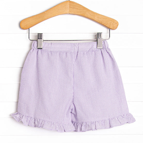 Serenity Seersucker Ruffle Pocket Shorts, (2 Colors)