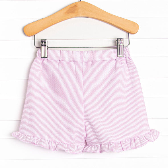 Serenity Seersucker Ruffle Pocket Shorts, (2 Colors)