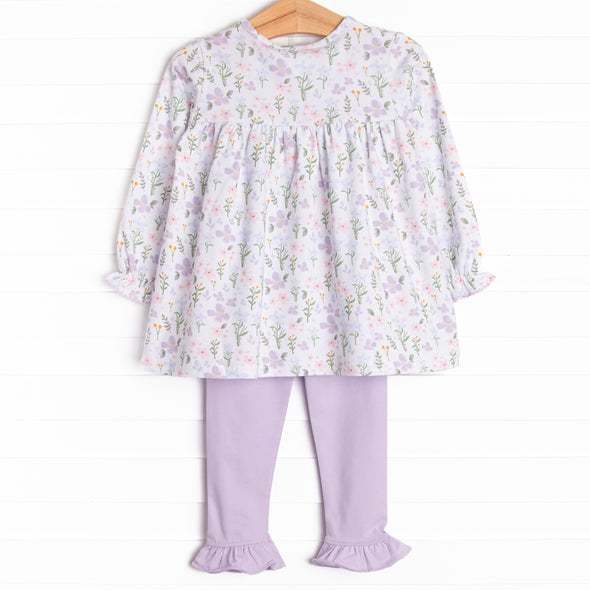 Picking Wildflowers Ruffle Legging Set, Purple