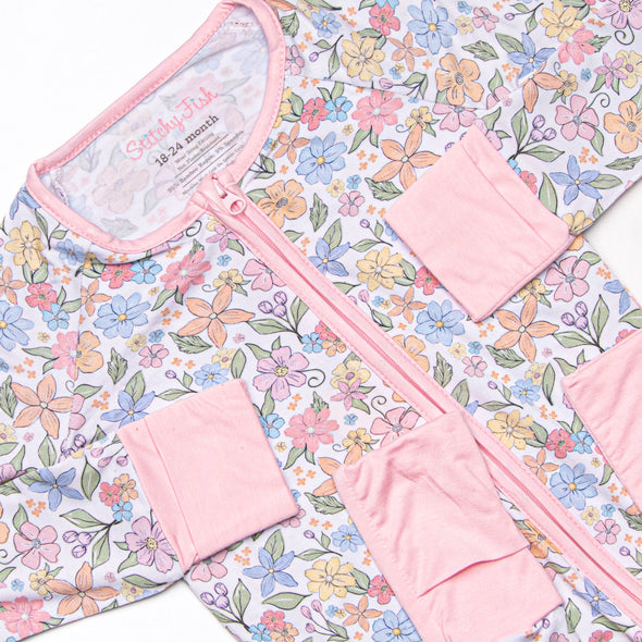 Abundant Blooms Bamboo Zippy Pajama, Pink