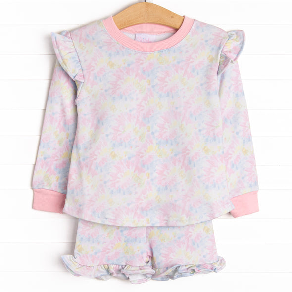 Happy Hippie Sweatshirt Short Set, Pink