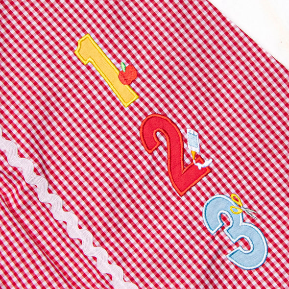 Pre-K Prep Applique Dress, Red Gingham