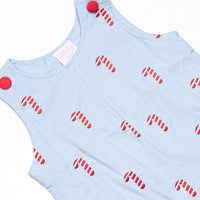 Candy Cane Craze Embroidered Jon Jon, Blue