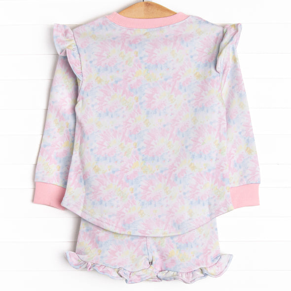 Happy Hippie Sweatshirt Short Set, Pink