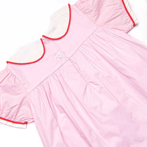 Alphabet Apples Embroidered Dress, Pink