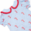 Candy Cane Craze Embroidered Girl Bubble, Blue