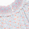 Janie Floral Smocked Bubble, Blue