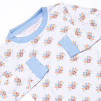 Turkey Trot Bamboo Pajama Set, Blue