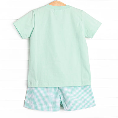 Dinosaur Days Smocked Short Set, Mint