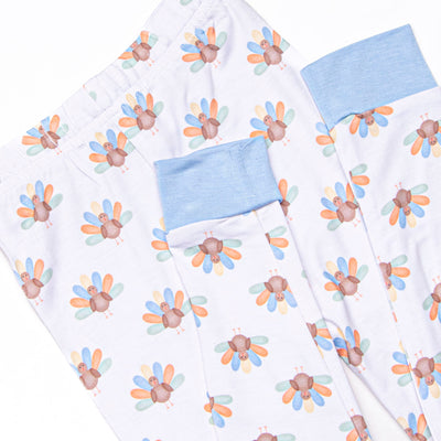 Turkey Trot Bamboo Pajama Set, Blue