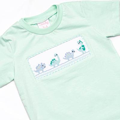 Dinosaur Days Smocked Short Set, Mint