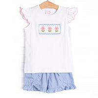 Petal Me Pretty Smocked Ruffle Short Set, Blue
