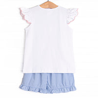 Petal Me Pretty Smocked Ruffle Short Set, Blue