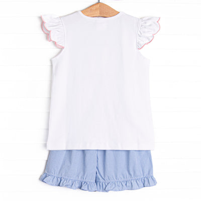 Petal Me Pretty Smocked Ruffle Short Set, Blue
