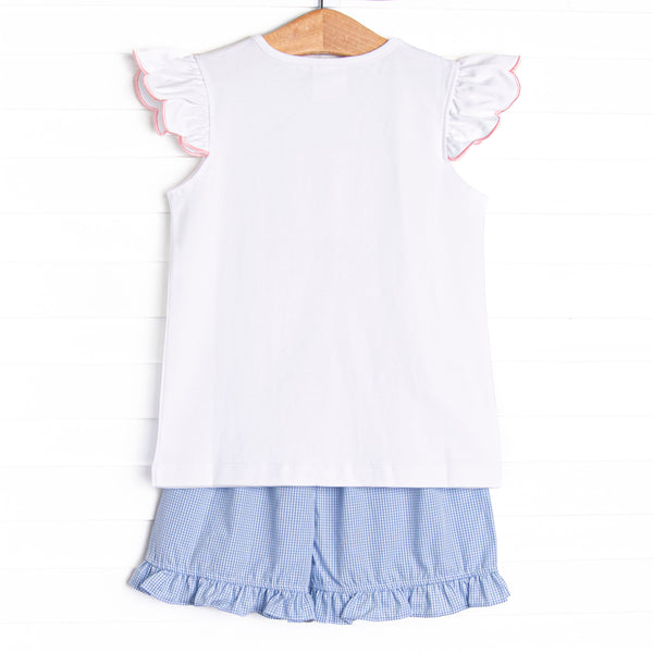 Petal Me Pretty Smocked Ruffle Short Set, Blue