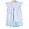 Teacher's Pet Applique Ruffle Short Set, Blue