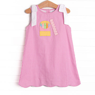 Color Box Cutie Applique Dress, Pink