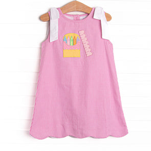 Color Box Cutie Applique Dress, Pink